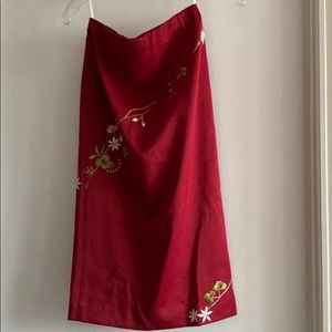 Never worn satin like floral embroidered skirt